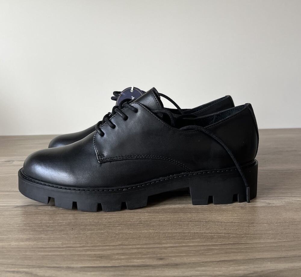 White Mountain Black Chunky Oxfords Gleesome Genuine Leather Women’s 9.5 Box